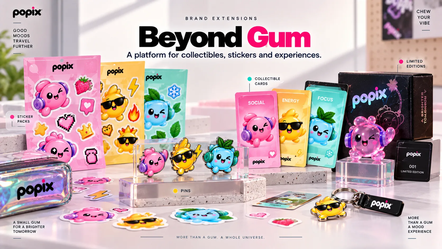 Popix Gum — Packaging Design packaging & visual design mockup 13 by Raghav Chopra